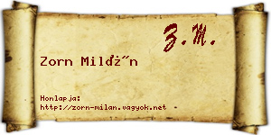Zorn Milán névjegykártya